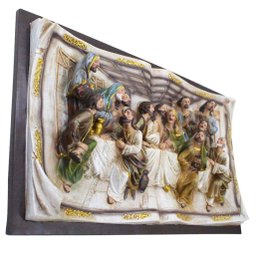 Decoração Enfeite Natal Placa Resina Santa Ceia Natalina 29C - 3