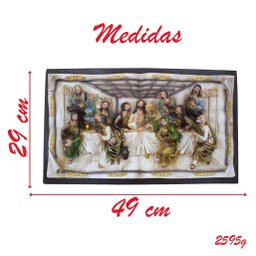 Decoração Enfeite Natal Placa Resina Santa Ceia Natalina 29C - 2