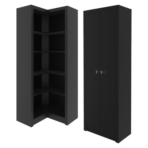 Conjunto Armários P/ Escritório 2 Peças Preto Tecnomobili