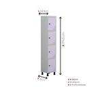 Ver imagem 5 de Armário Locker Guarda Volume Aço Light 4 Portas 34,5x179,5cm Roxo/Cinza/Lilás