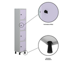 Ver imagem 7 de Armário Locker Guarda Volume Aço Light 4 Portas 34,5x179,5cm Roxo/Cinza/Lilás