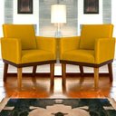 Ver imagem 2 de Kit 2 Poltronas Decorativa para Sala Recepção Consultório Escritório Base em Madeira Divine
