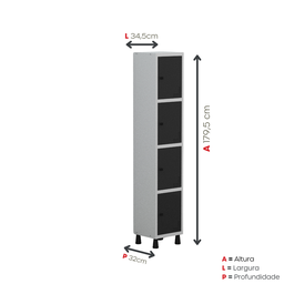 Armário Locker Guarda Volume Aço Light 4 portas 34,5x179,5cm - 5