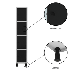 Armário Locker Guarda Volume Aço Light 4 portas 34,5x179,5cm - 7
