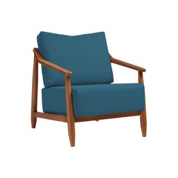 Kit 2 Poltronas Decorativa Vita Estofada Linho Azul Marinho - Mel - 2