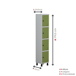 Armário Locker Guarda Volume Aço Light 4 portas 34,5x179,5cm - 5