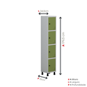 Ver imagem 5 de Armário Locker Guarda Volume Aço Light 4 Portas 34,5x179,5cm Azul/Cinza/Dali