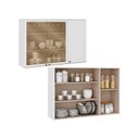 Ver imagem 1 de Armário Aéreo para Cozinha com 2 Portas de Vidro 1,2 M Cor:branco