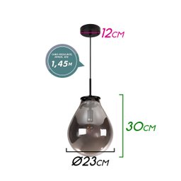 Pendente Caju 23 X30cm Preto - Bella Iluminação RZ001ESB - 2