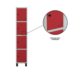 Armário Locker Guarda Volume Aço Light 4 portas 34,5x179,5cm - 8