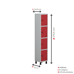 Armário Locker Guarda Volume Aço Light 4 portas 34,5x179,5cm - 5