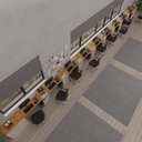 Ver imagem 1 de Conjunto de Escritório Smart 8 Livreiro 2 Buffet e 9 Mesas 90cm - Off White e Cedro