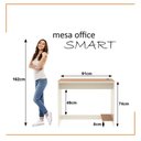 Ver imagem 2 de Conjunto de Escritório Smart 8 Livreiro 2 Buffet e 9 Mesas 90cm - Off White e Cedro