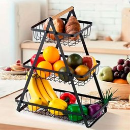Fruteira Cesto Triplo Aramado Fruta Legumes Cozinha Organizaçao Mesa Bancada Prateleira Multiuso Esc - 11