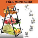 Ver imagem 6 de Fruteira Cesto Triplo Aramado Fruta Legumes Cozinha Organizaçao Mesa Bancada Prateleira Multiuso Esc