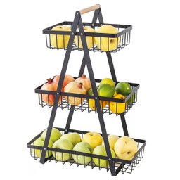 Fruteira Cesto Triplo Aramado Fruta Legumes Cozinha Organizaçao Mesa Bancada Prateleira Multiuso Esc - 7