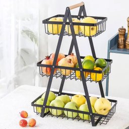 Fruteira Cesto Triplo Aramado Fruta Legumes Cozinha Organizaçao Mesa Bancada Prateleira Multiuso Esc - 13