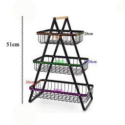 Fruteira Cesto Triplo Aramado Fruta Legumes Cozinha Organizaçao Mesa Bancada Prateleira Multiuso Esc - 3