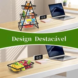 Fruteira Cesto Triplo Aramado Fruta Legumes Cozinha Organizaçao Mesa Bancada Prateleira Multiuso Esc - 8