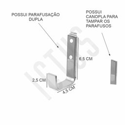 Cabide Gancho Toalhas Banheiro Quadrado Pendurar Único - 3
