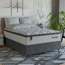Ver imagem 1 de Cama Box Casal Bipartido + Colchão Comfort Class Pillow Top Branco/suede Cinza