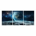 Ver imagem 3 de Kit 3 Quadro Decorativo Galáxia Lua Astronauta Placa Quarto 28x20cm
