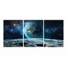 Kit 3 Quadro Decorativo Galáxia Lua Astronauta Placa Quarto 28x20cm - 3