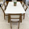 Conjunto Mesa de Jantar em Mdf + 6 Cadeiras Dalla Costa Cor:freijó com Off White e Bege Rústico - 6