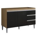 Ver imagem 1 de Balcão Gabinete Cozinha Andreia 120cm 2 Porta Ajl Móveis S-t Amêndoa Preto