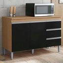 Ver imagem 2 de Balcão Gabinete Cozinha Andreia 120cm 2 Porta Ajl Móveis S-t Amêndoa Preto