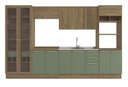 Ver imagem 2 de Armário de Cozinha Modulada Completa Reta 7 Peças 3,50m Botanic Kappesberg - Nogueira/verde Oliva