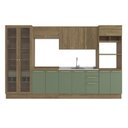 Ver imagem 2 de Armário de Cozinha Modulada Completa Reta 7 Peças 3,50m Botanic Kappesberg - Nogueira/verde Oliva