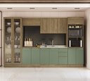 Ver imagem 1 de Armário de Cozinha Modulada Completa Reta 7 Peças 3,50m Botanic Kappesberg - Nogueira/verde Oliva