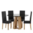 Ver imagem 2 de Sala de Jantar Estilo Red Vidro com 4 Cadeiras Nice Preto/Mel