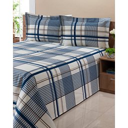 Colcha Cobre Leito Piquet Casal Queen 3pçs Xadrez Azul - 2