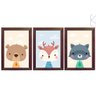 3 Quadros Decorativos infantil Animais do Bosque Floresta:Tabaco - 1
