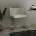 Ver imagem 2 de Poltrona Cadeira Estofada Aço Dourada Assento Curvo Belly