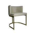 Ver imagem 1 de Poltrona Cadeira Estofada Aço Dourada Assento Curvo Belly