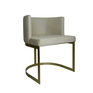 Poltrona Cadeira Estofada Aço Dourada Assento Curvo Belly