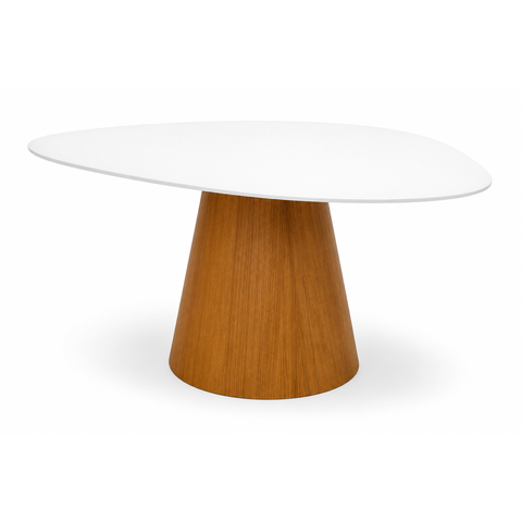 Mesa de Jantar Prune Laca Branca 160x141cm Cone Freijó