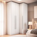 Ver imagem 1 de Guarda Roupa Modulado 100% MDF 2 Peças com Canto Reto 3 Portas e Gavetas Integrato Branco
