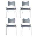 Ver imagem 6 de Jogo Mesa 120x70 para Restaurante Comércio com 4 Cadeiras Iso Cinza Base Branca Ecomhome