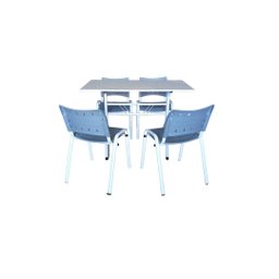 Jogo Mesa 120x70 para Restaurante Comércio com 4 Cadeiras Iso Cinza Base Branca Ecomhome - 2