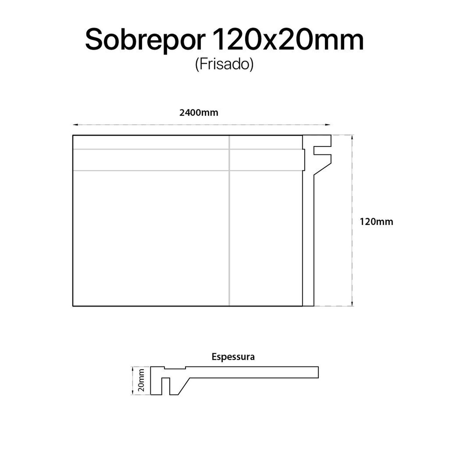 Rodapé Sobrepor de Poliestireno Frisado 12cm x 15mm x 2,40m Preto Pix Revestimentos - 2