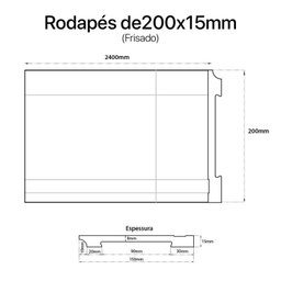 Rodapé de Poliestireno Frisado 20cm x 15mm x 240cm Pix Revestimentos - 3
