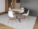 Ver imagem 1 de Mesa Industrial Base Ferro Cobre em V Tampo 90x90 Branco 4 Cadeiras Eames Ferro Assento Branco