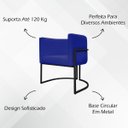Ver imagem 3 de Poltrona Decorativa Recepção Luna Tecido Sintético Base de Ferro Preta