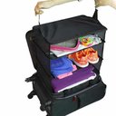 Ver imagem 7 de Organizador de Mala Suspenso 3 Andares para Roupas Prateleira Viagem Bolsa Sacola Gancho Cabide Dobr