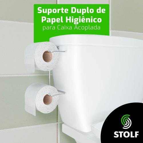 Suporte Duplo Porta Papel Higiênico Acoplar Caixa Descarga - 2