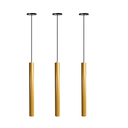 Ver imagem 1 de Kit 3 Pendentes Tubo Cilindro Alumínio 30cm: Cor Dourado